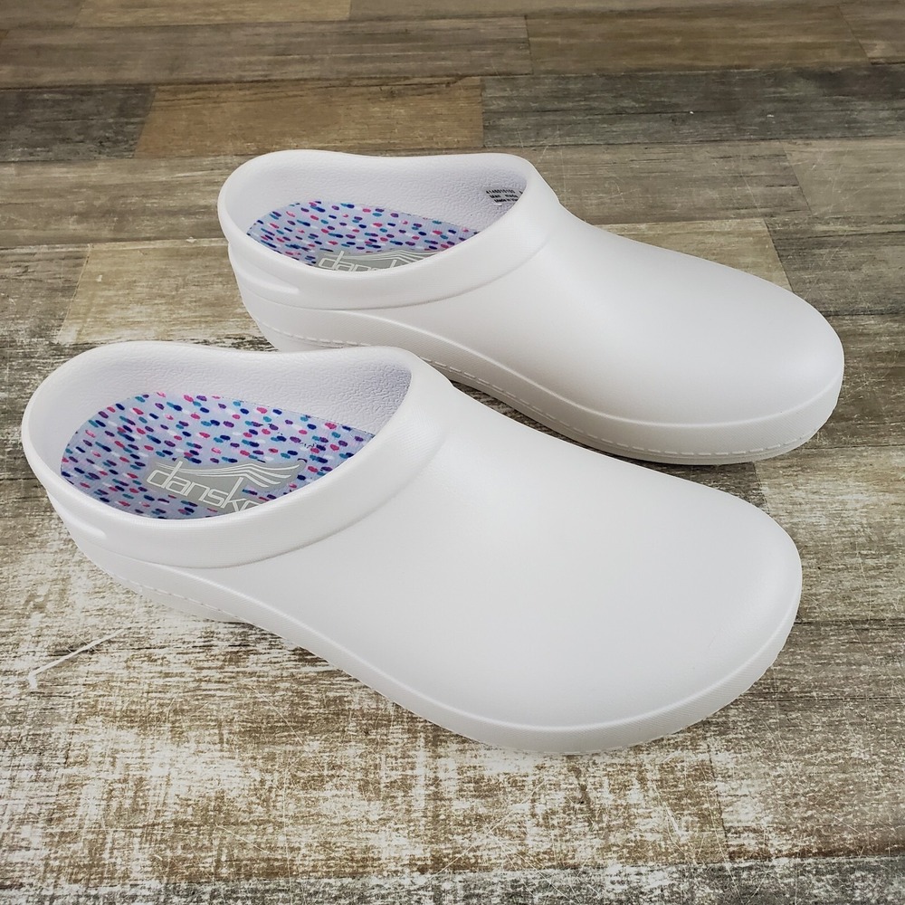 Dansko Kaci Womens Clogs Sz 10.5 - 11 White‎ Molded Round Toe Slip On Comfort